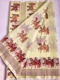 Beautiful kota cotton hand brush print work saree