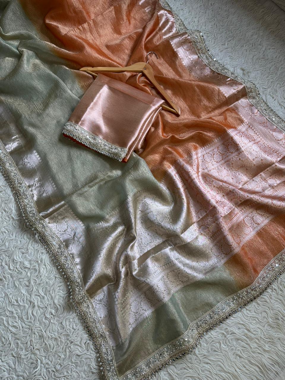 Banarasi Tissue Silk Saree With lace work border