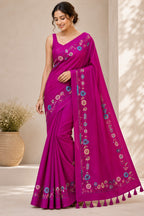Beautiful Hand Stitch Pure Mul Cotton Saree Without blouse