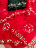 Pure Organza Gota Patti Handwork Saree With Contrast Blouse