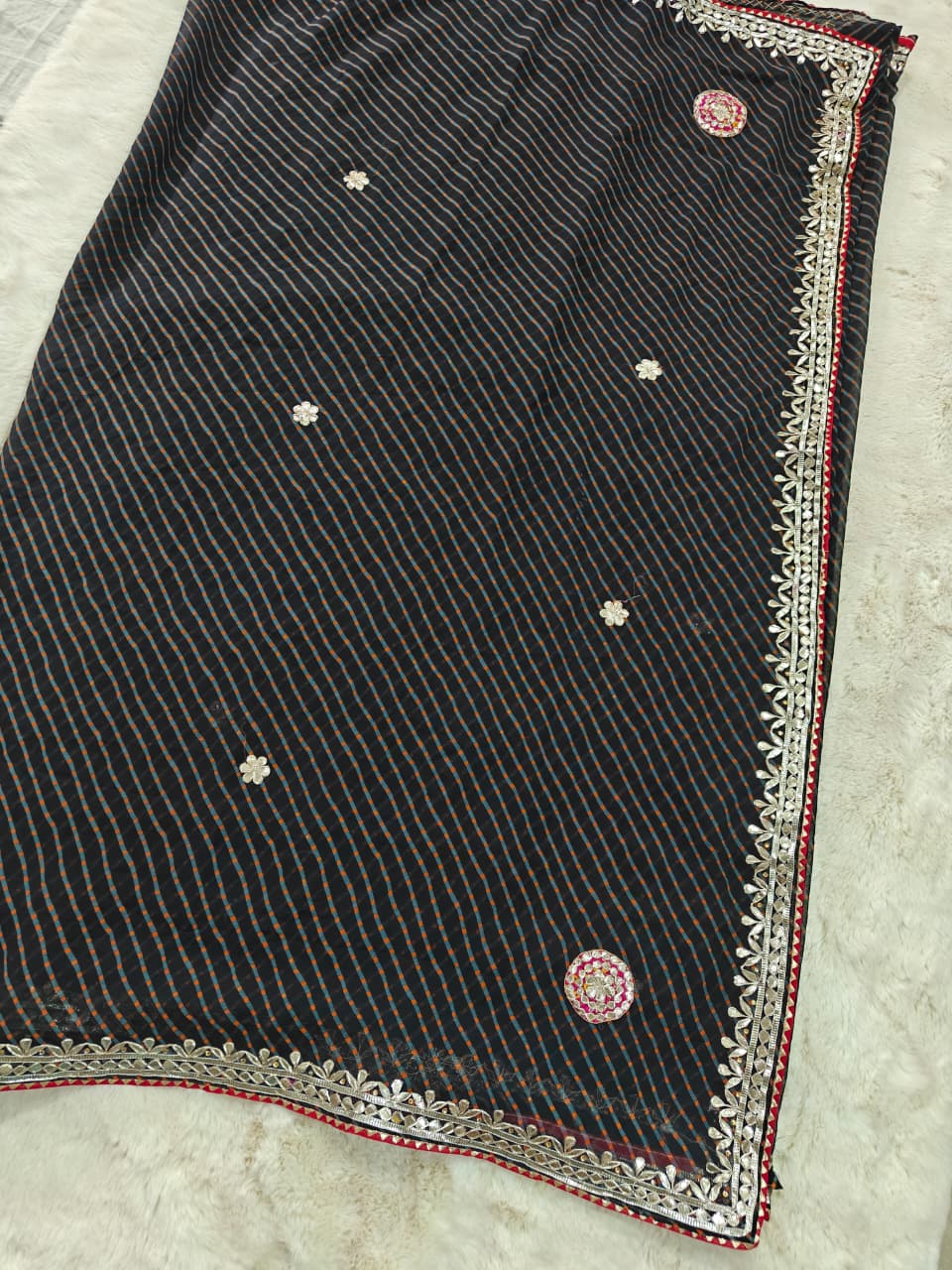 Georgette Gota Patti Work  Saree With Blouse