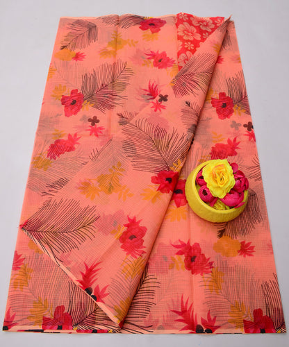 Pure Cotton Kota Doria Kalam Kari Floral Print Sarees