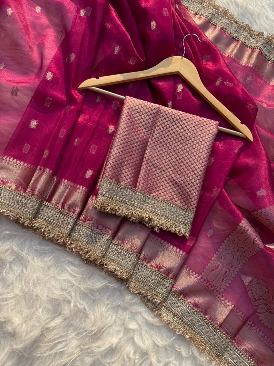 Banarasi Tissue Silk Saree With lace work border
