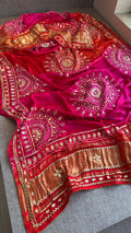 Pure gajji silk lakdi patta dupatta with gota patti work