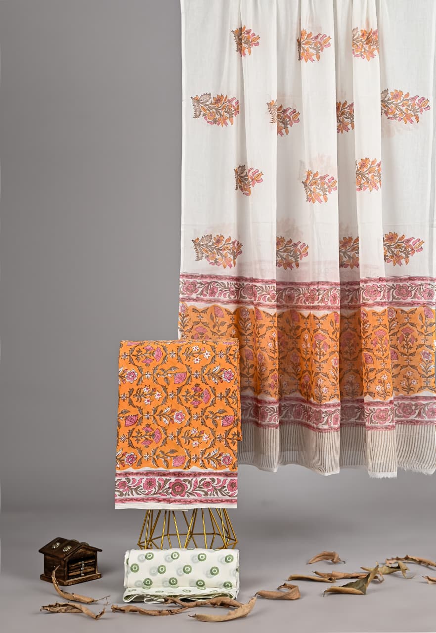 Exclusive new hand block printed cotton suits with cotton duptta