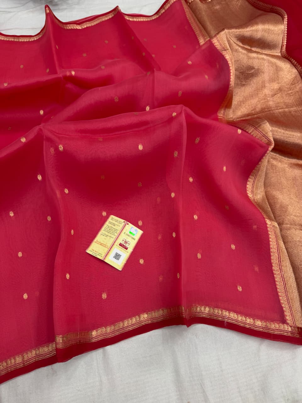 Pure Handloom banarasi  kora Silk Saree With Blouse