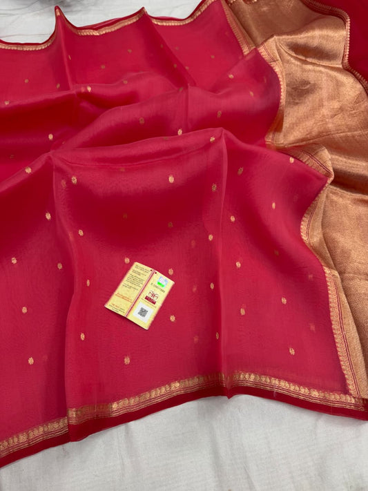 Pure Handloom banarasi  kora Silk Saree With Blouse