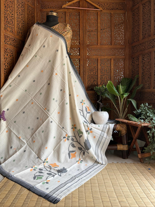 Pure Cotton needle work jamdani Saree