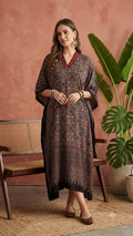 Pure Modal Silk Handblock Printed Kaftans Stitched suit With Hand Mirror Work