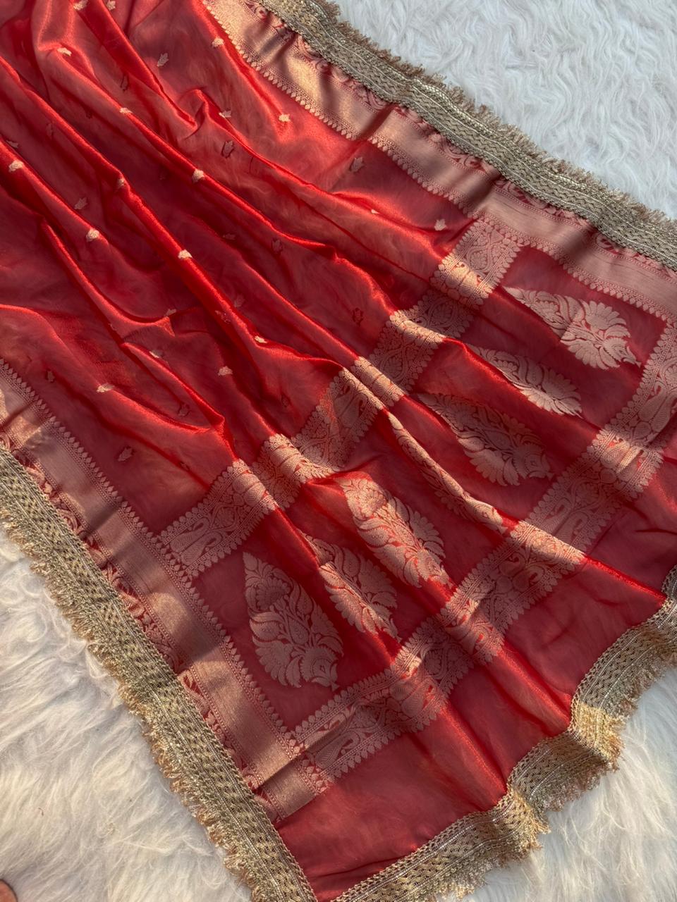 Banarasi Tissue Silk Saree With lace work border
