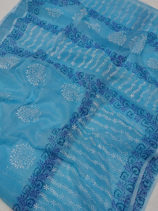 Beautiful Kota cotton hand  block printed saree