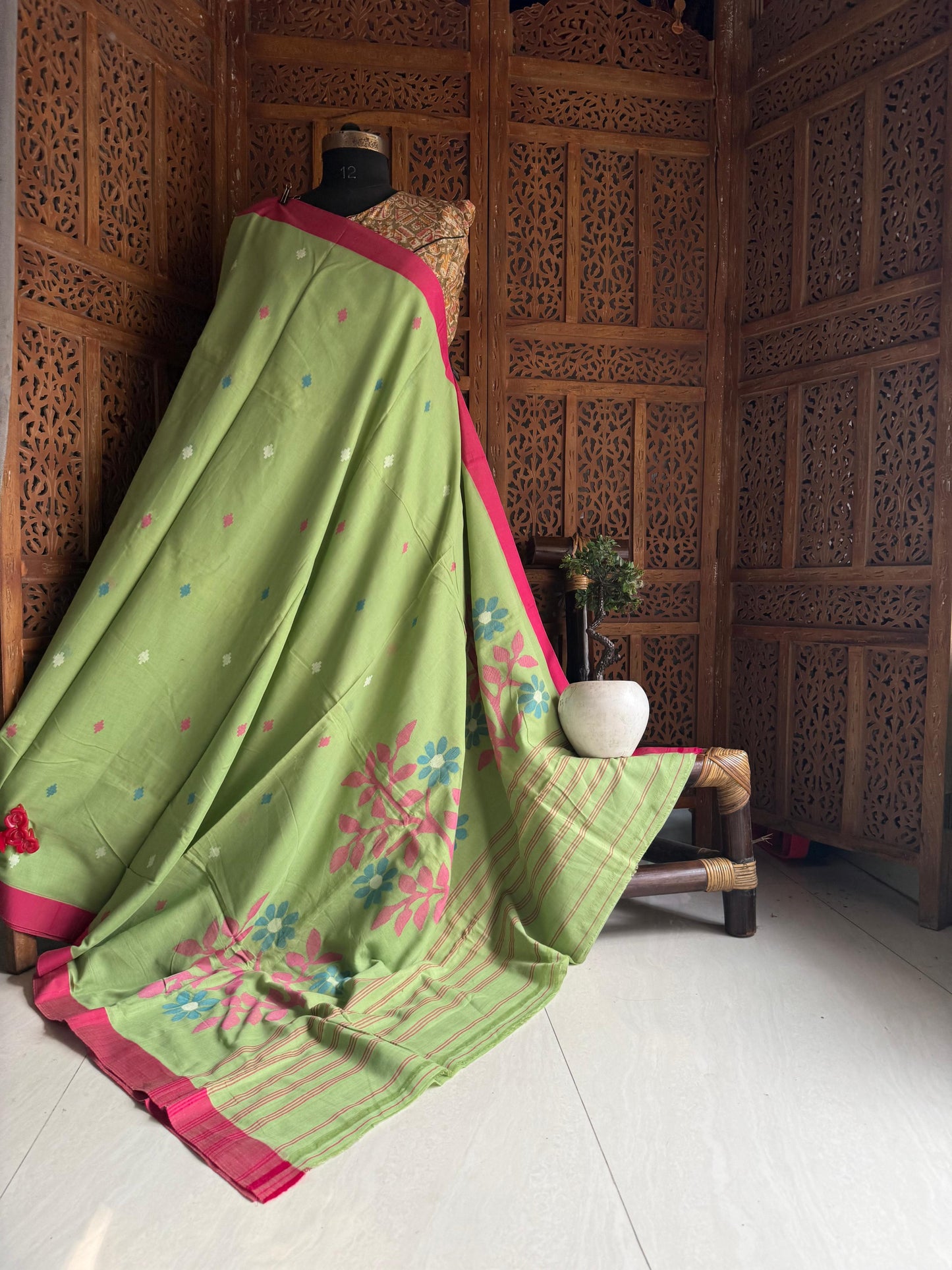 Pure Cotton needle work jamdani Saree