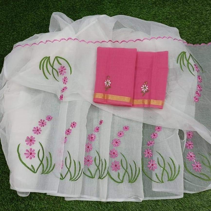 Kota cotton embroidery work Saree