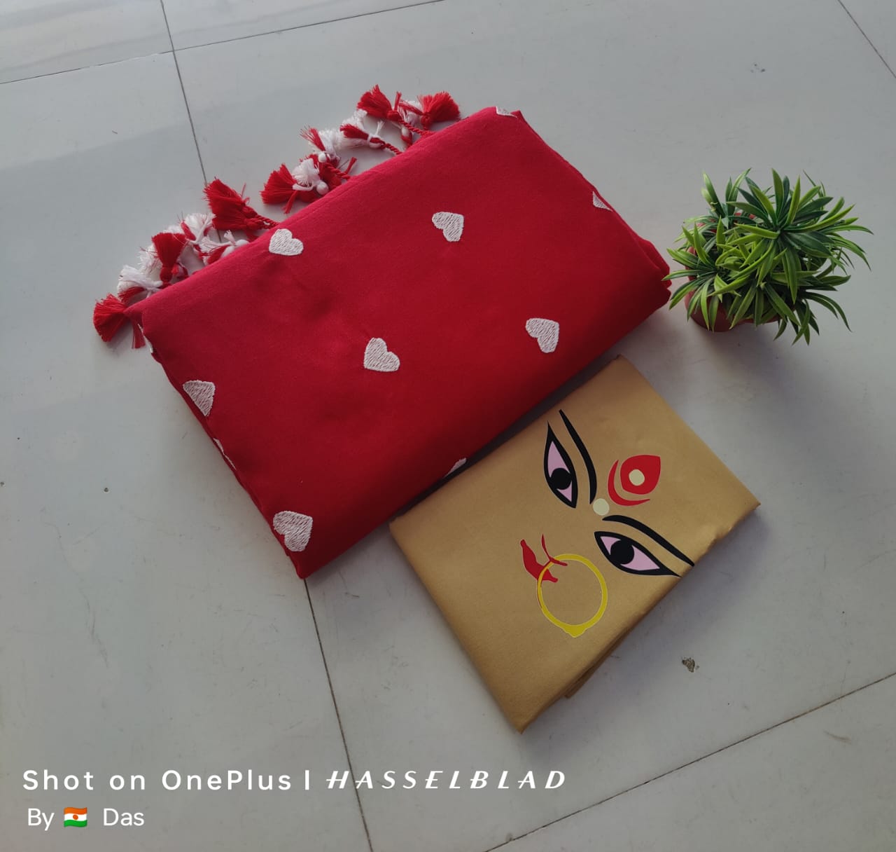 Beautiful Love Embroidery  Khaddi Cotton Saree