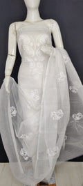 Pure Kota-Doria Unstitched Suit with Embroidery Work