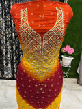 Bandhej Gota patti work Unstitched Suit