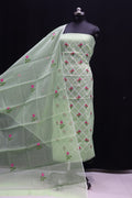 Pure Kota-Doria Unstitched Suit with Embroidery Work
