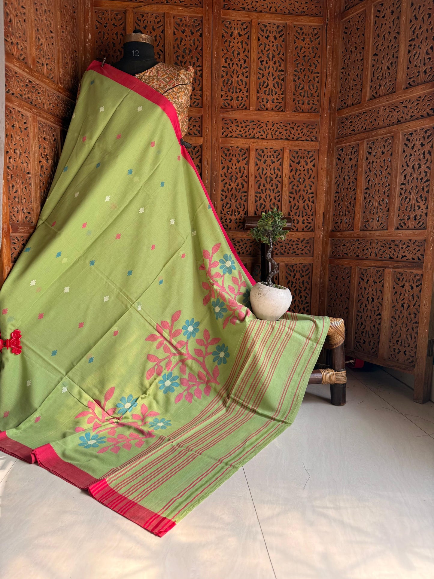 Pure Cotton needle work jamdani Saree
