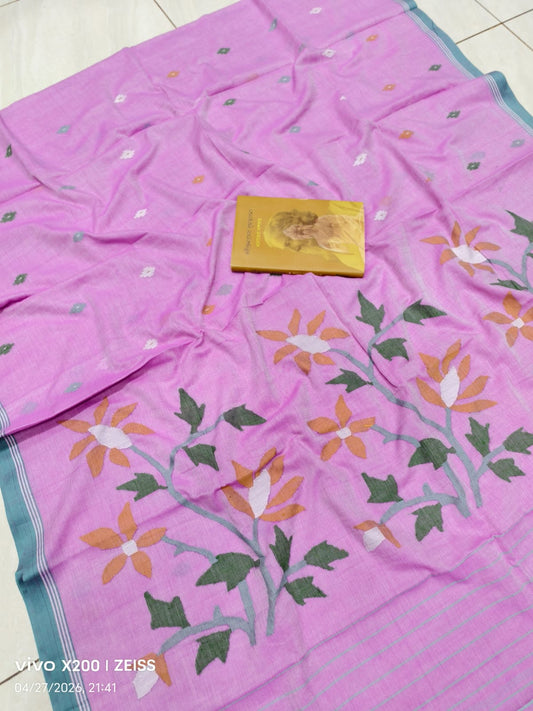 Pure Cotton  jamdani Saree without blouse