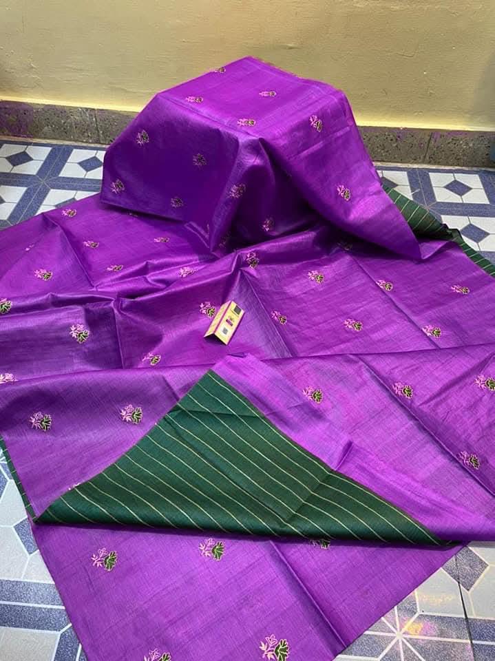 Katan Silk Embroidery With Blouse