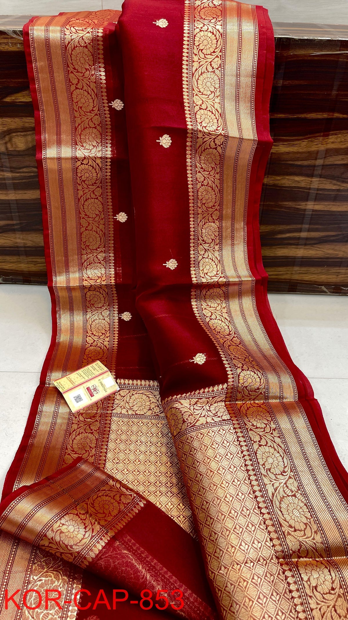 Pure Handloom banarasi  kora Silk Saree With Blouse
