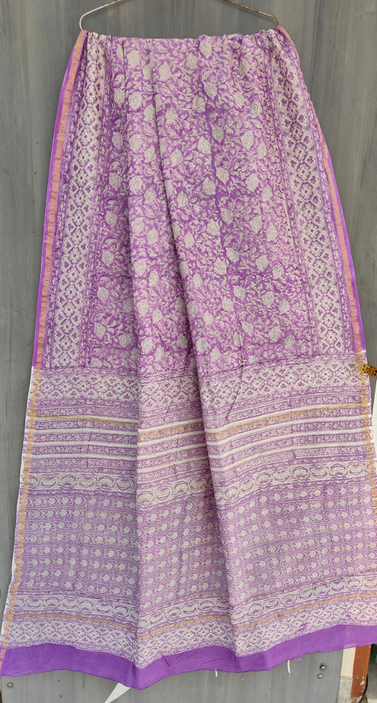 Traditional Hand-block Print Chanderi Silk Saree