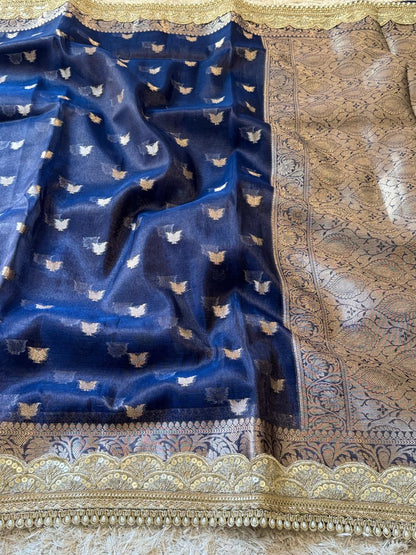 Banarasi Glass Tissue Booti Weaving Soft Saree