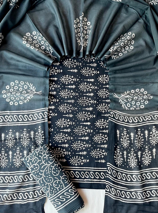 Exclusive new hand block printed cotton suits with cotton duptta