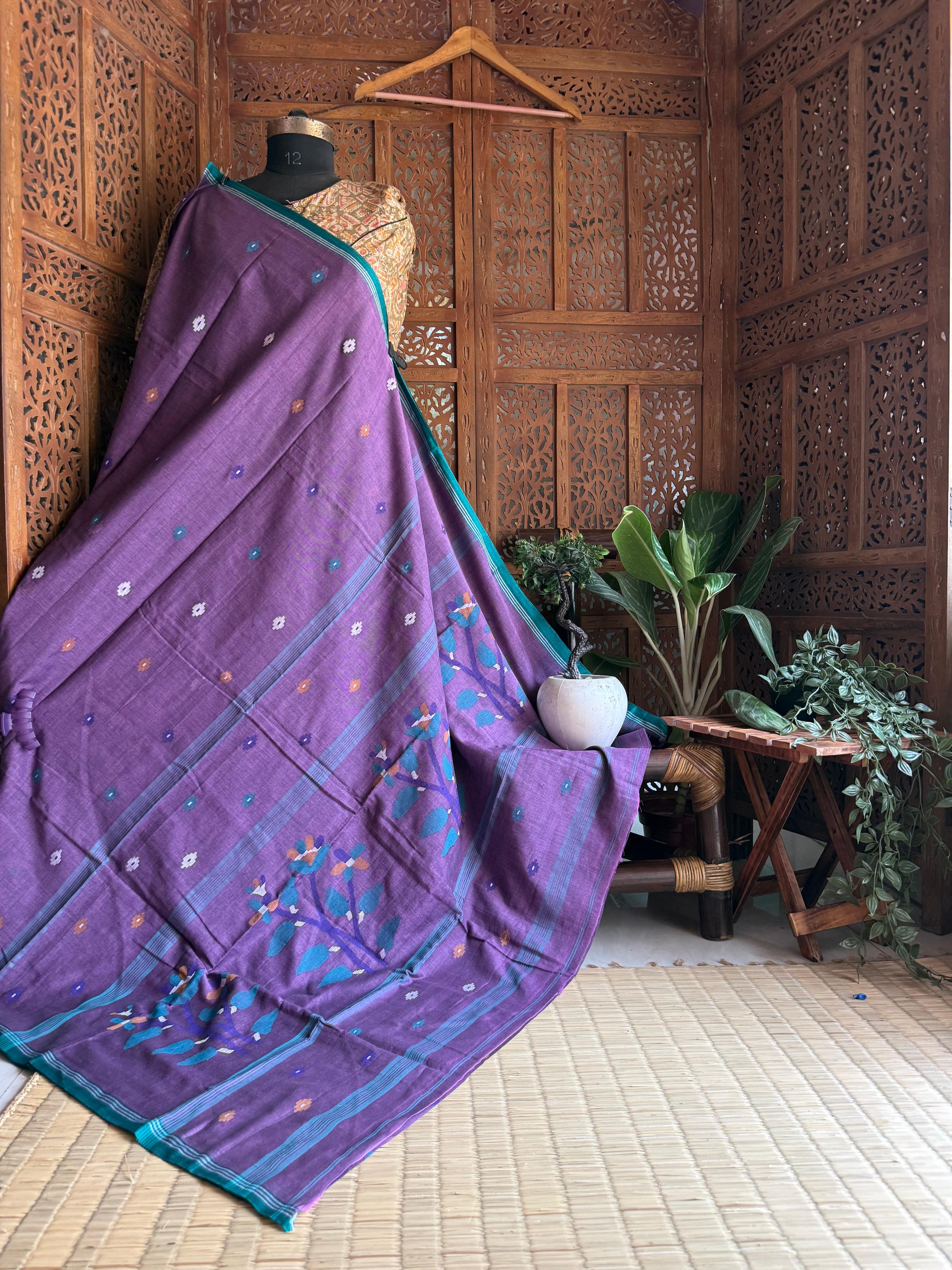 Pure Cotton needle work jamdani Saree