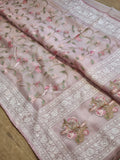 Pure organza silk embroidery  work  saree with blouse