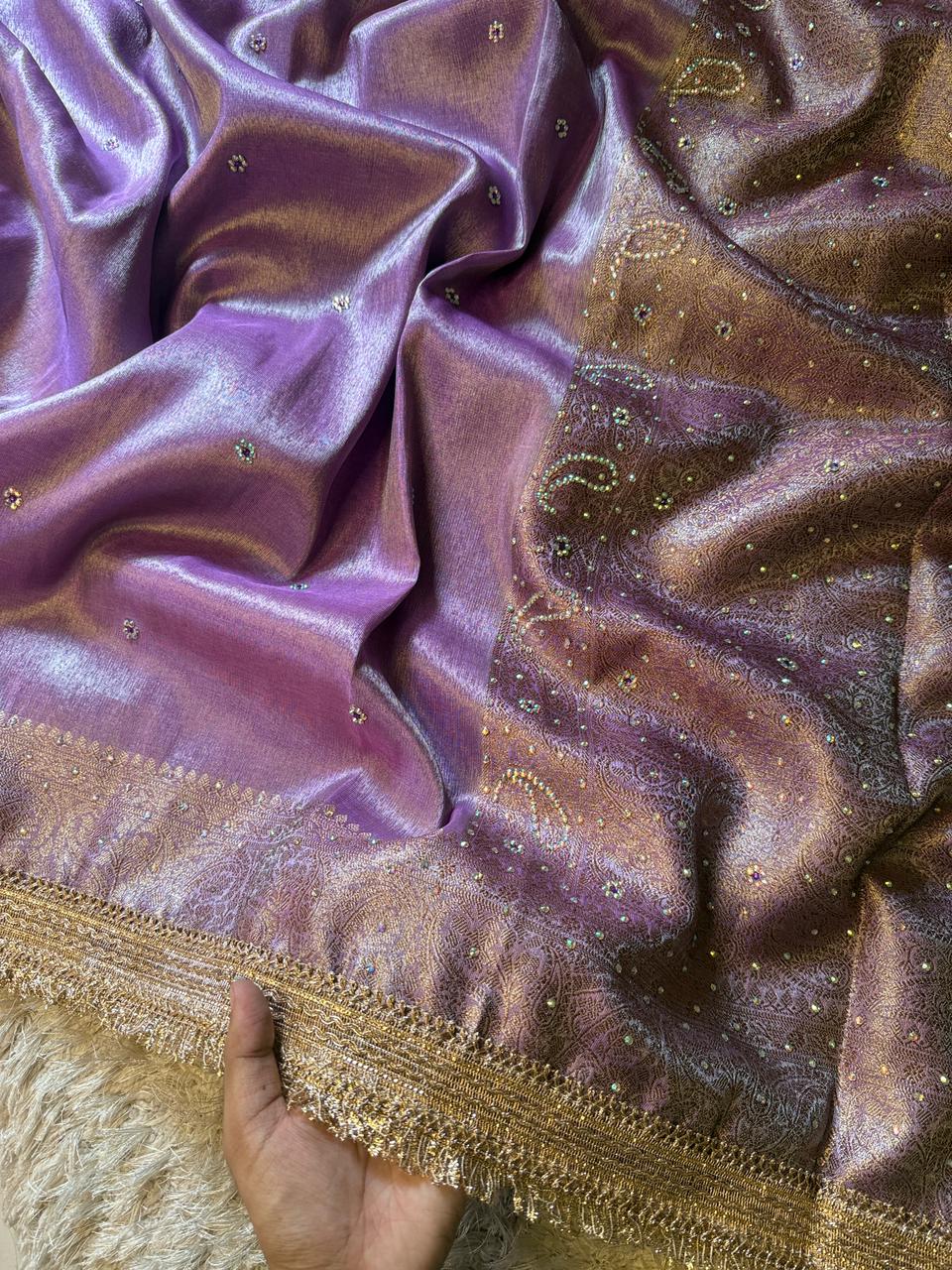 Banarasi Tissue Silk Saree With lace work border