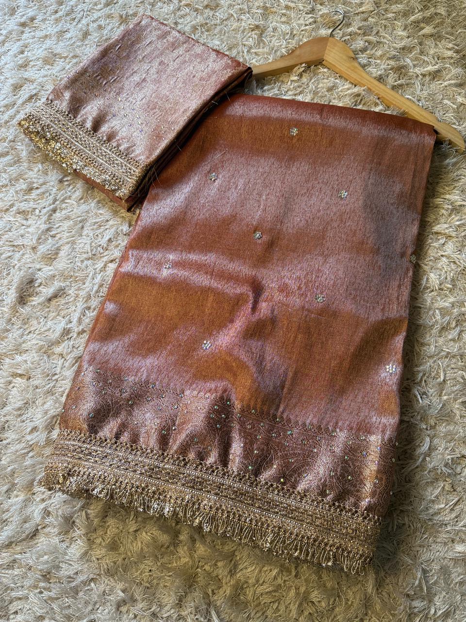 Banarasi Tissue Silk Saree With lace work border