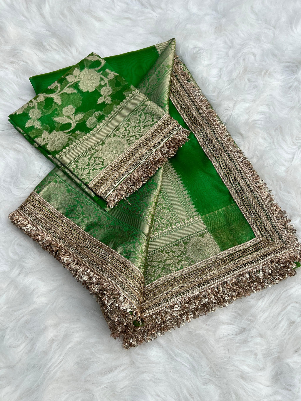 Banarasi Tissue Silk Saree With lace work border