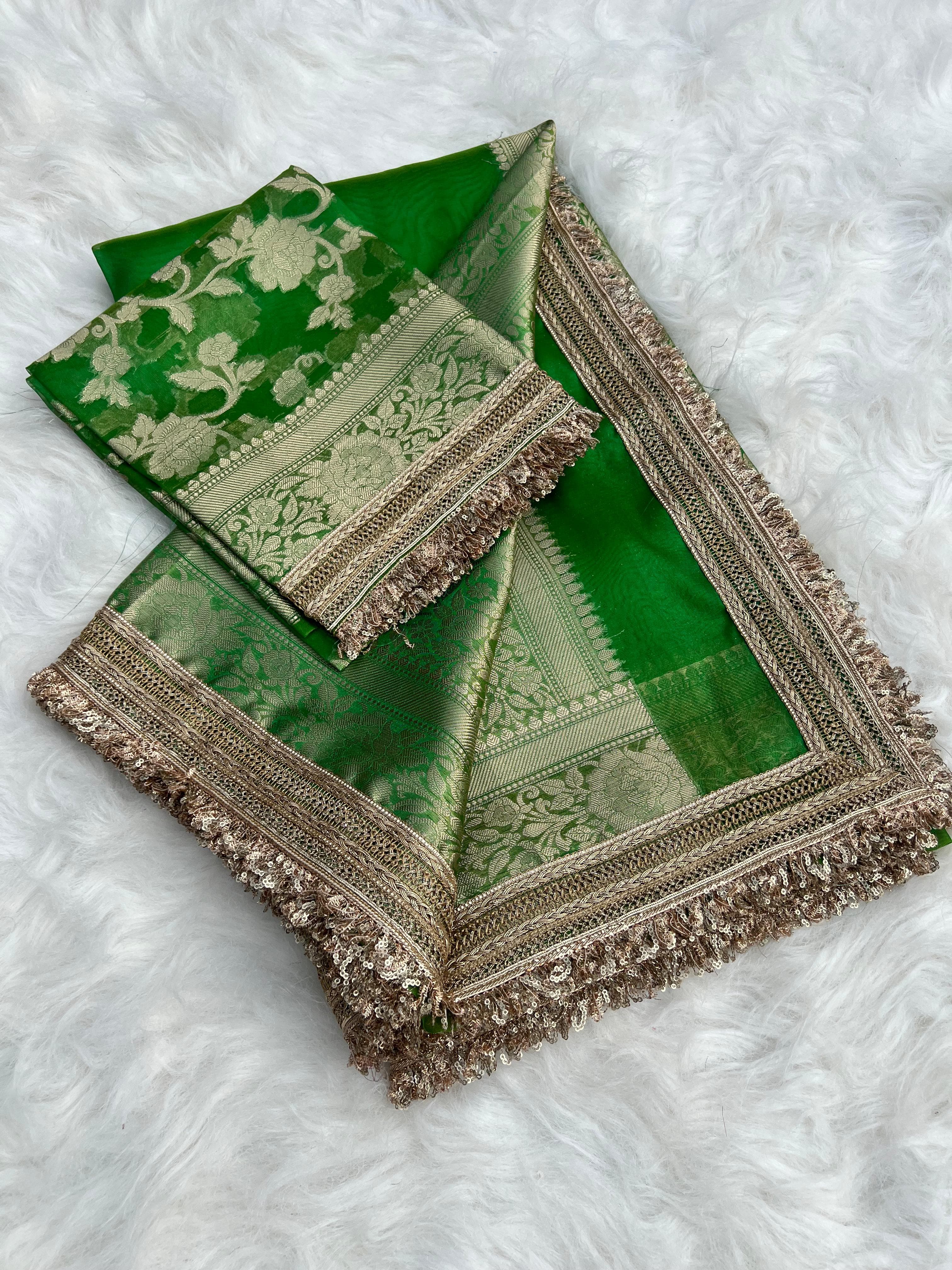Banarasi Tissue Silk Saree With lace work border