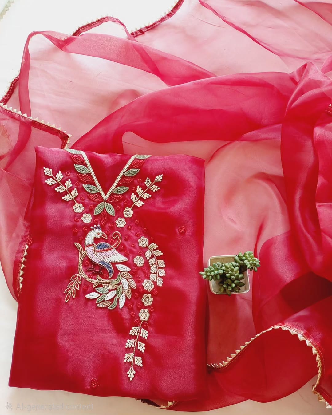 Organza Hand Work Unstitched Suit