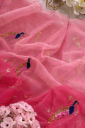 Shaded Pink Color Pure Jaipuri Chiffon Hand Work Saree