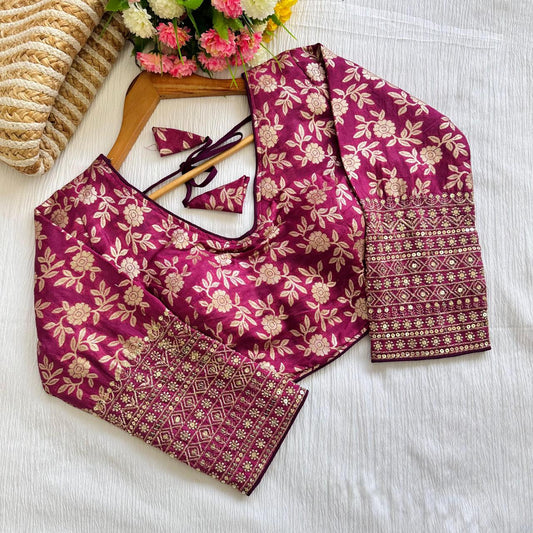 Embroidery Sequence  Zari Work Blouse