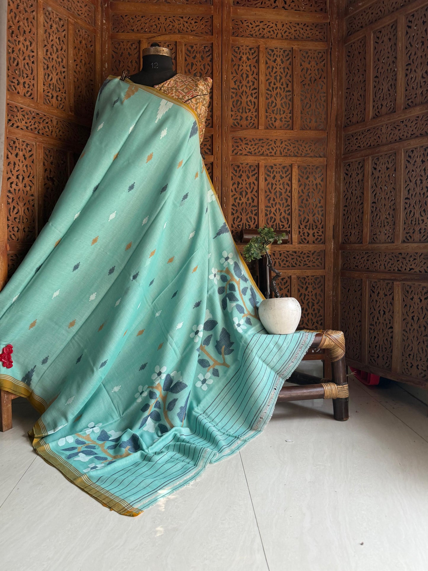Pure Cotton needle work jamdani Saree