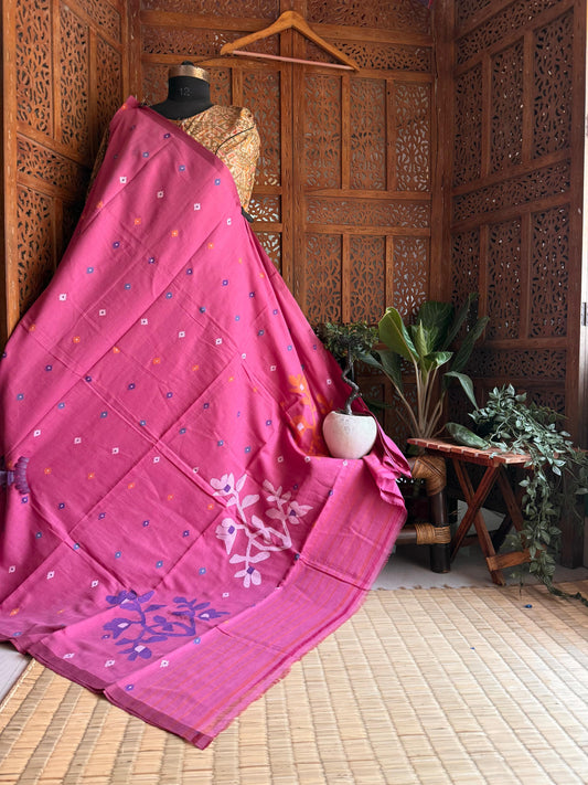 Pure Cotton needle work jamdani Saree