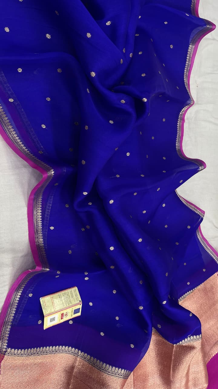 Pure Handloom banarasi  kora Silk Saree With Blouse