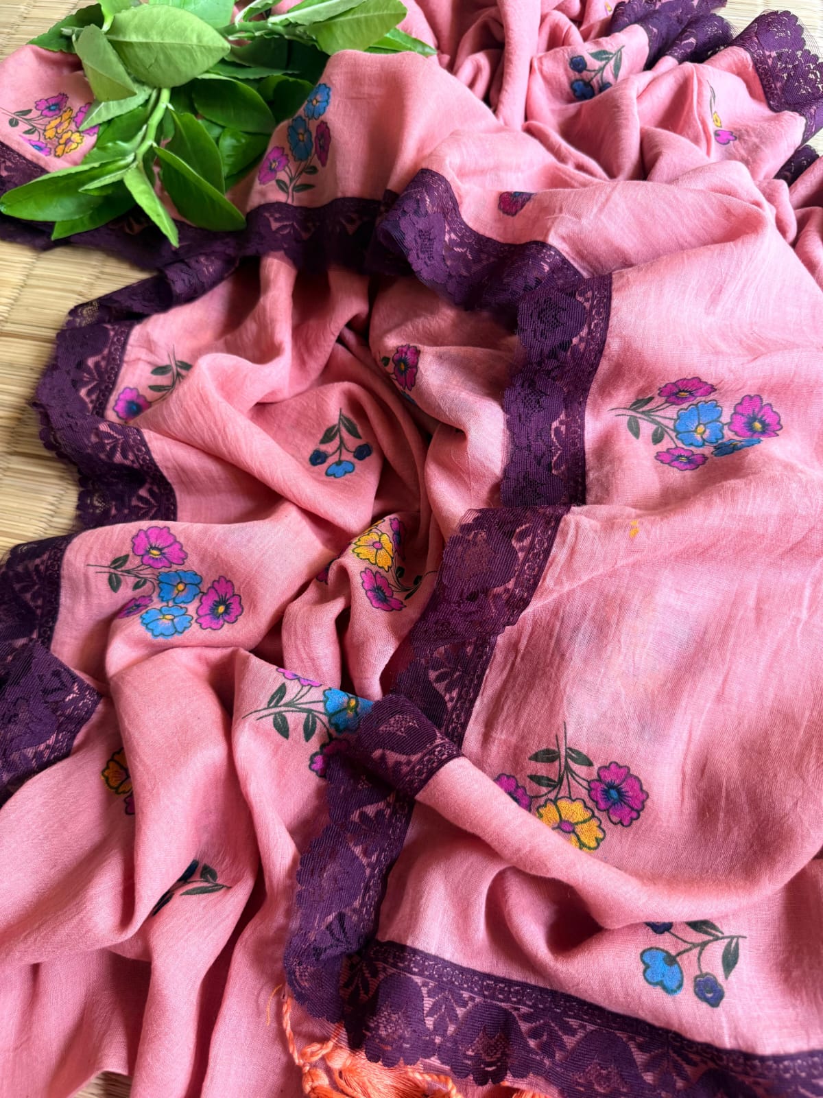 Premium Pure Mulmul Cotton Saree with Designer Lace Border