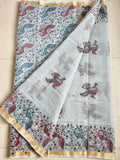 Beautiful kota cotton hand brush print work saree