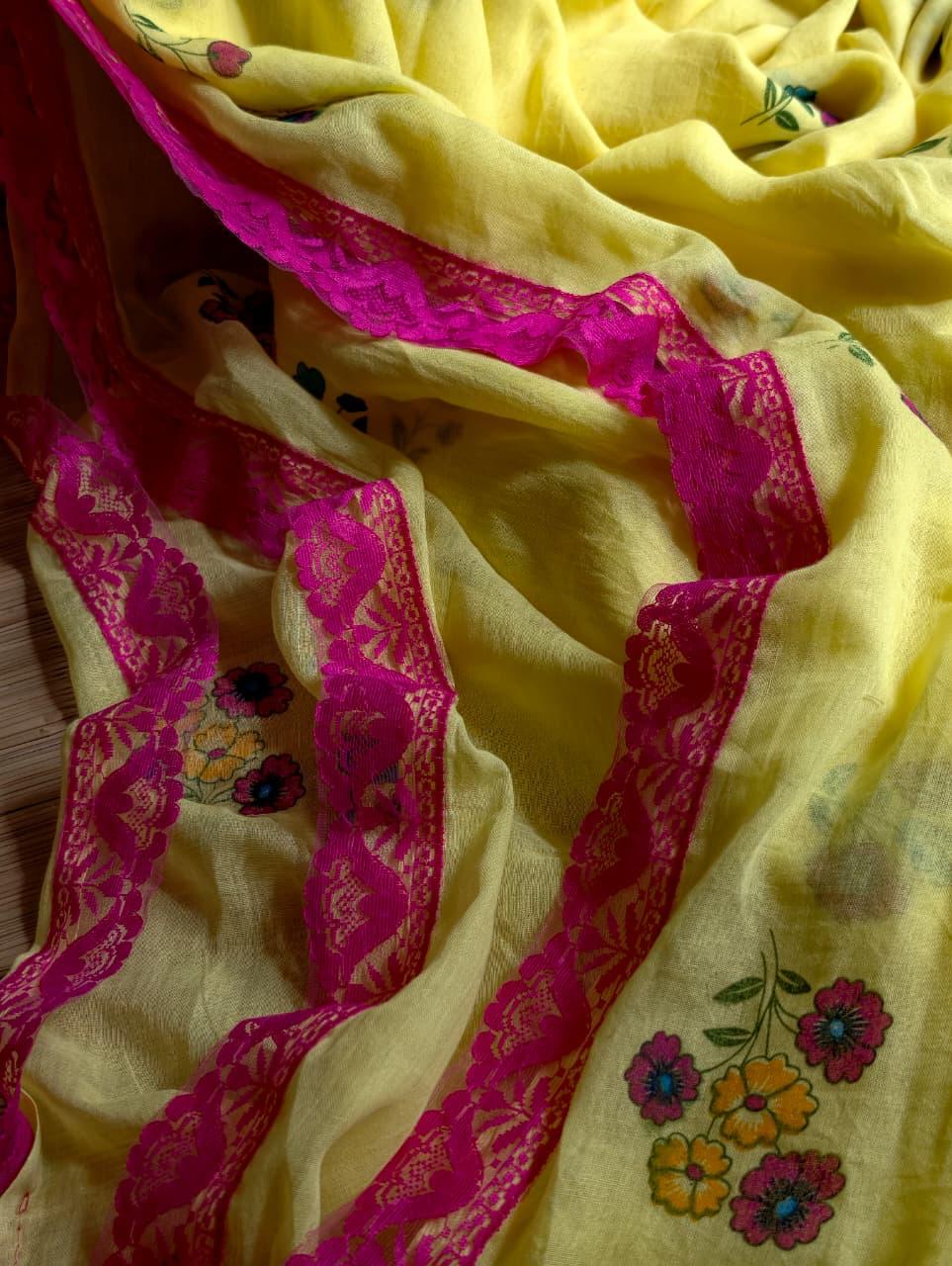 Beautiful Cotton Mulmul  Saree