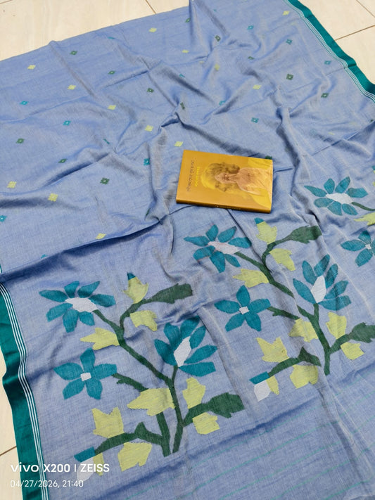 Pure Cotton  jamdani Saree without blouse