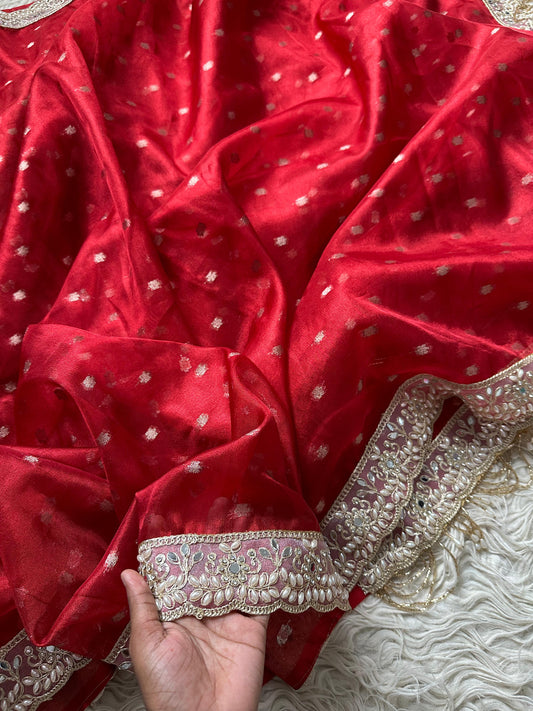 Banarasi Tissue Soft Silk  Saree With  Blouse