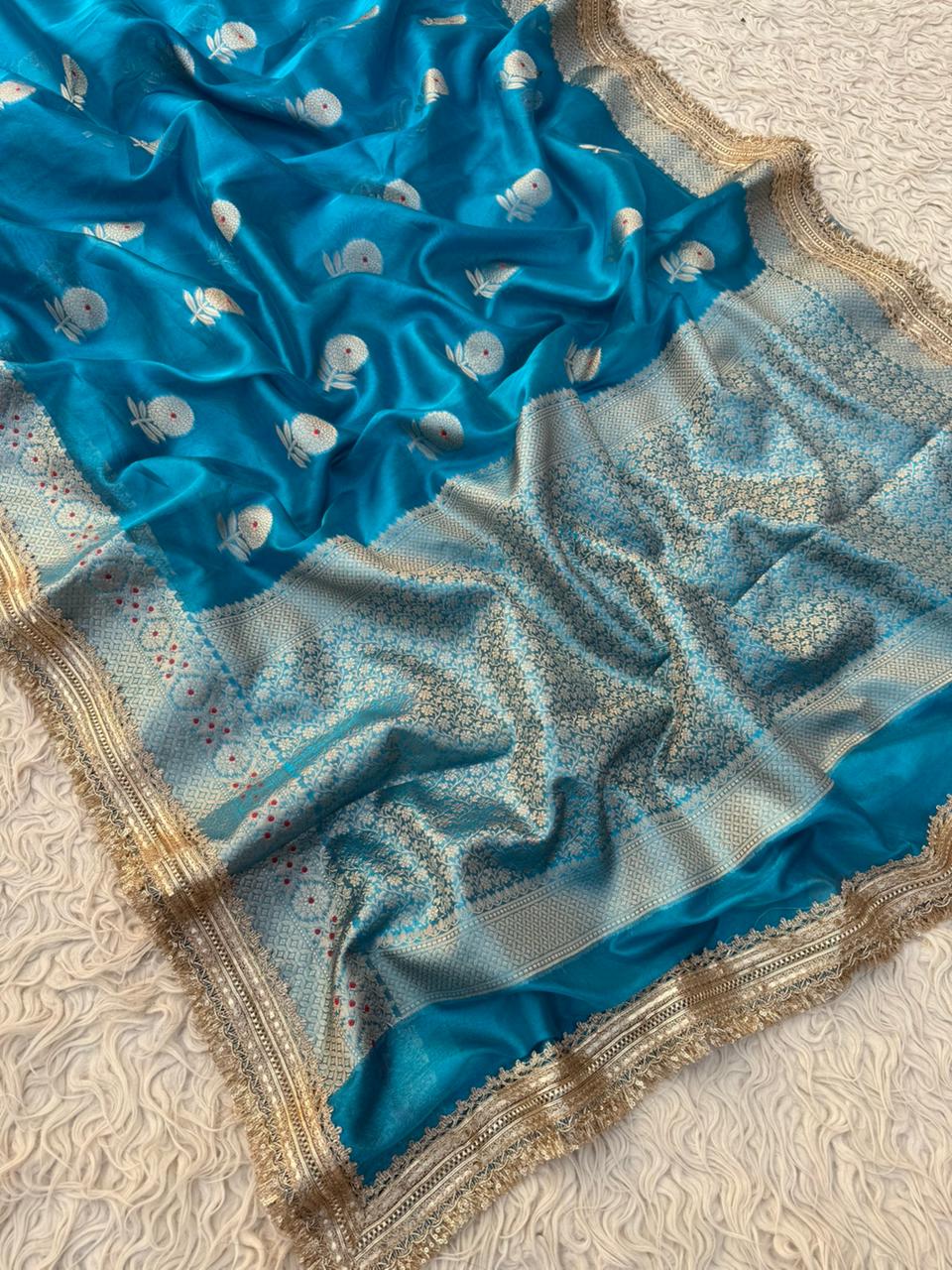 Banarasi Tissue Silk Saree With lace work border
