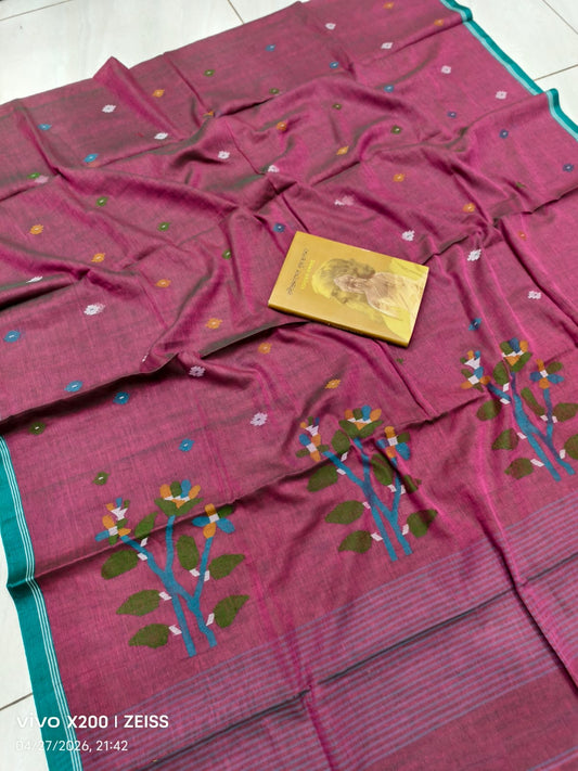 Pure Cotton  jamdani Saree without blouse