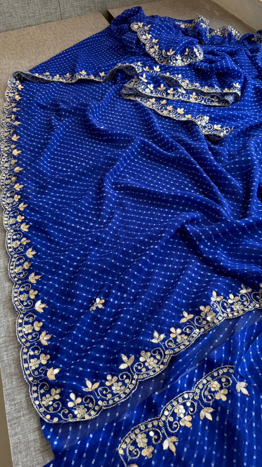 Pure  georgette hand work gota patti work saree