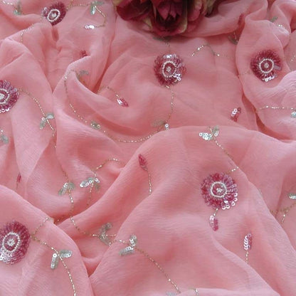 Pure Chiffon Jaipuri Beautiful Jaal  Work Saree With Blouse