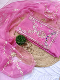 Organza Hand Work Unstitched Suit